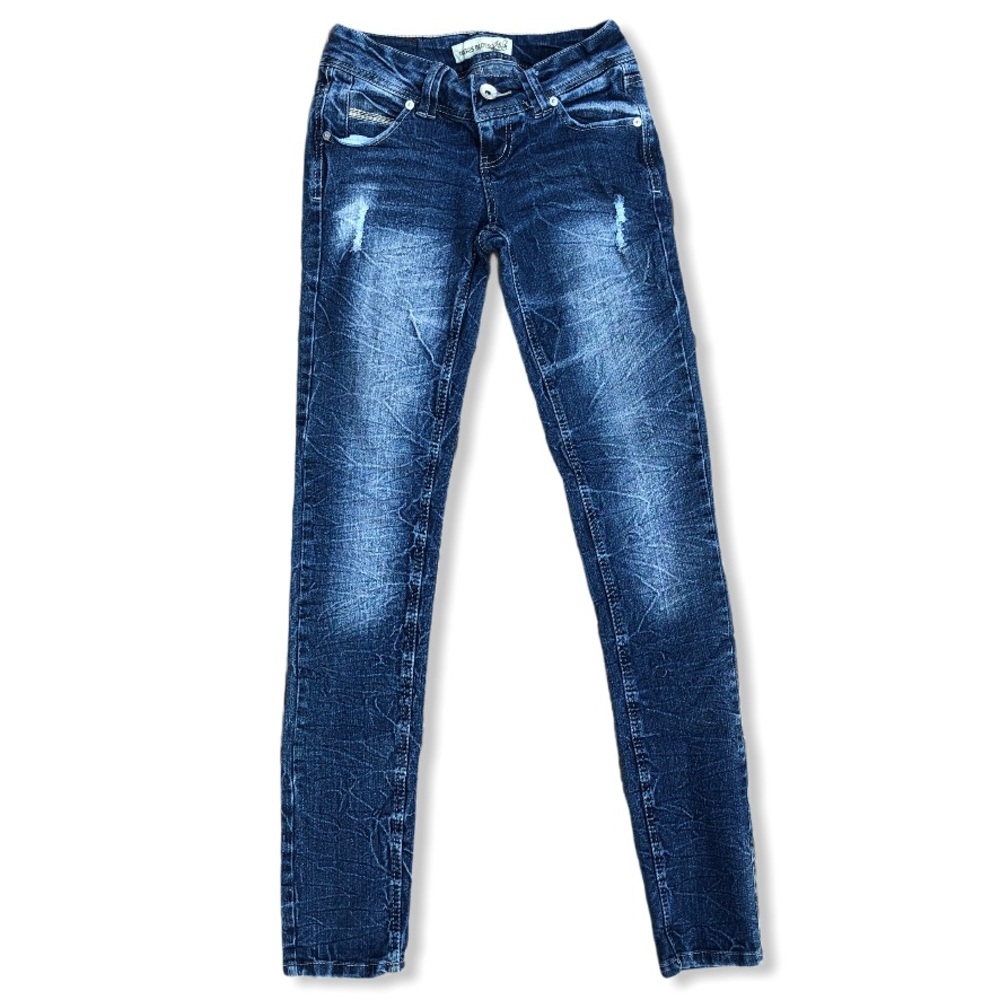 PARIS BLUES Distressed Skinny Jeans Dark Wash Junior Size 1